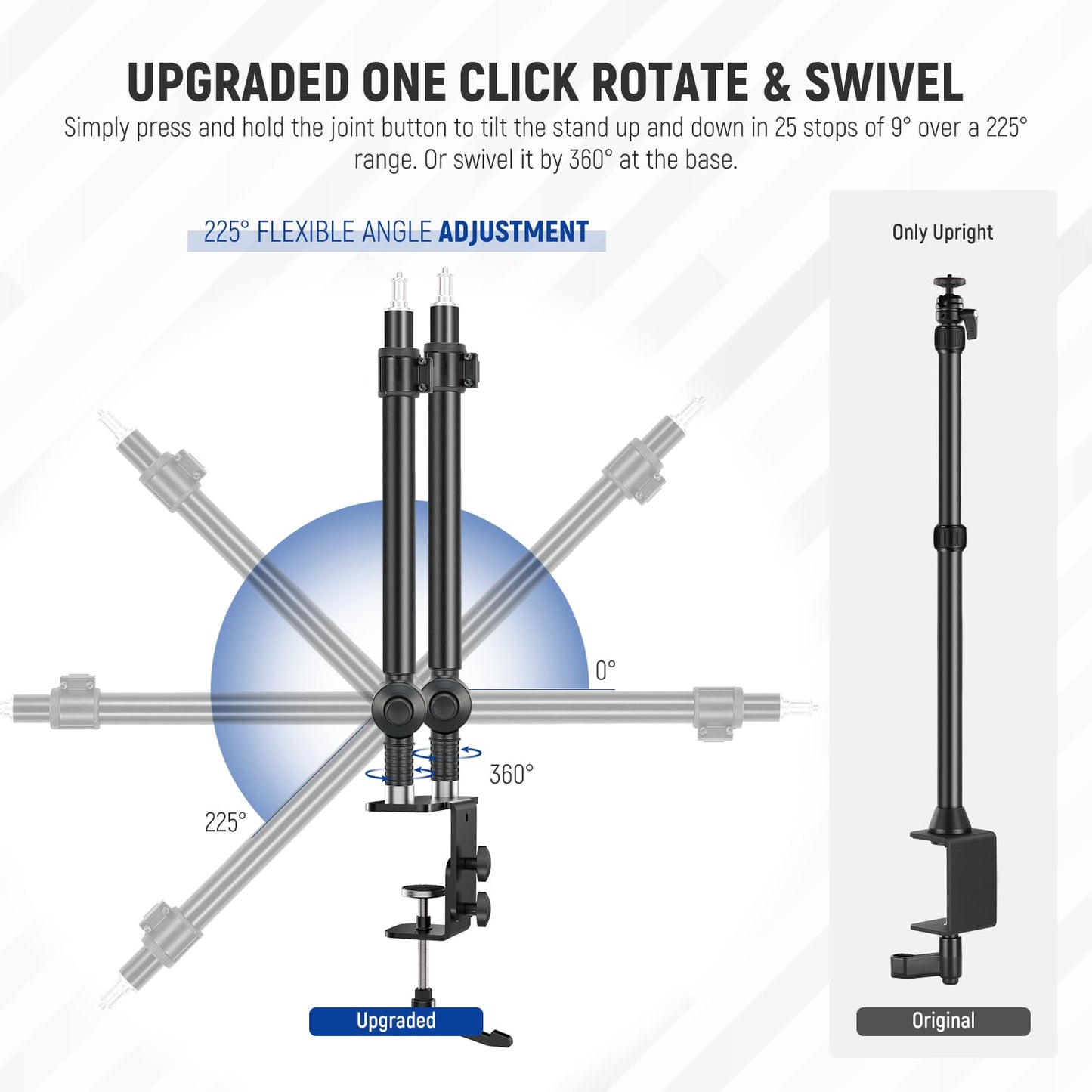 NEEWER Extendable Camera Desk Mount with Ball Head, 17"-40" Adjustable Table Light Stand with 1/4" Screw & C Clamp for DSLR Camera, Ring Light, Live Stream, Vlog, Max Load: 6.6lb/3kg, TL283 (RED)