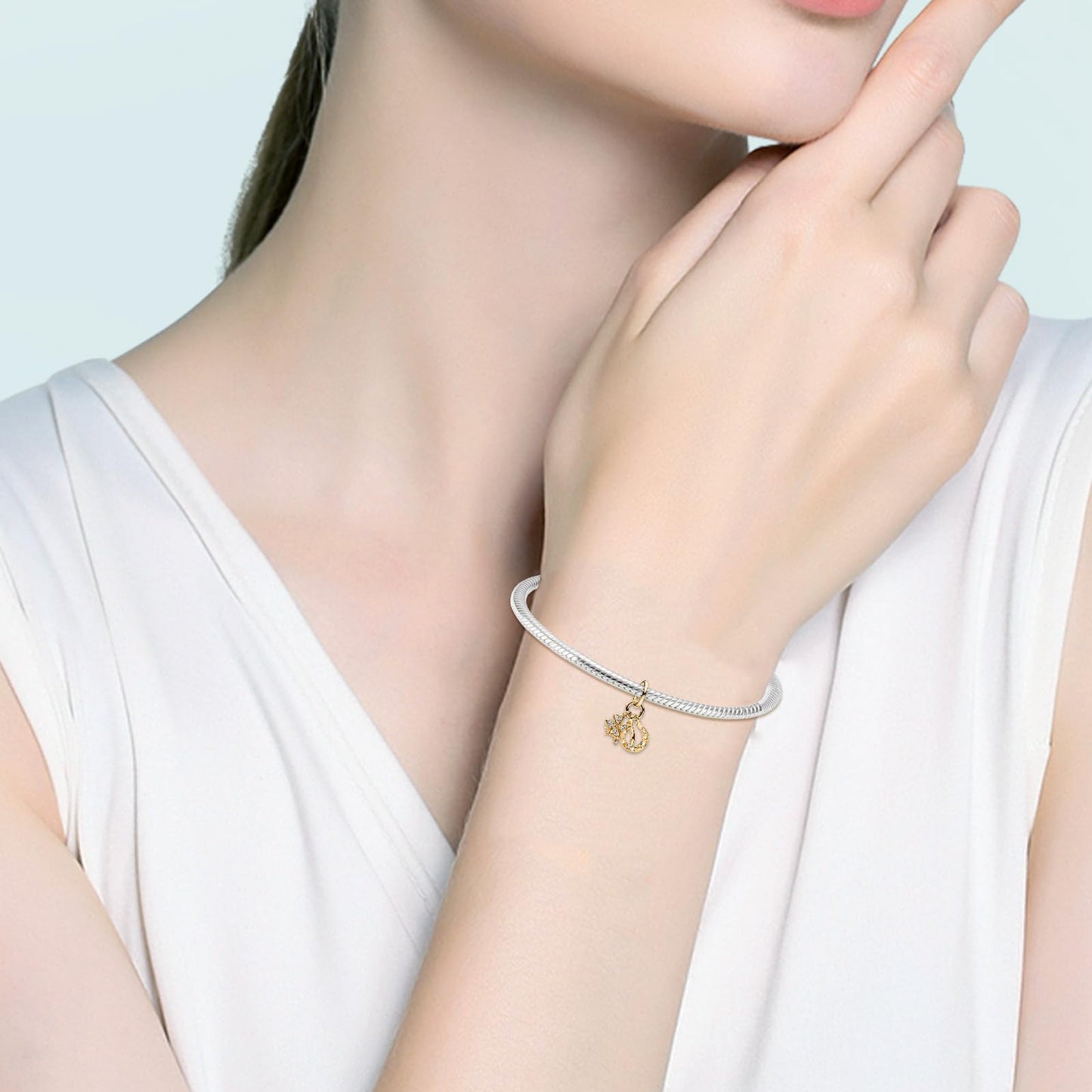 Doyafer Lucky Grass Horseshoe Pendant 925 Sterling Silver Charm Fit Women's Necklace Bracelet Holiday Birthday Gift for Family Friends