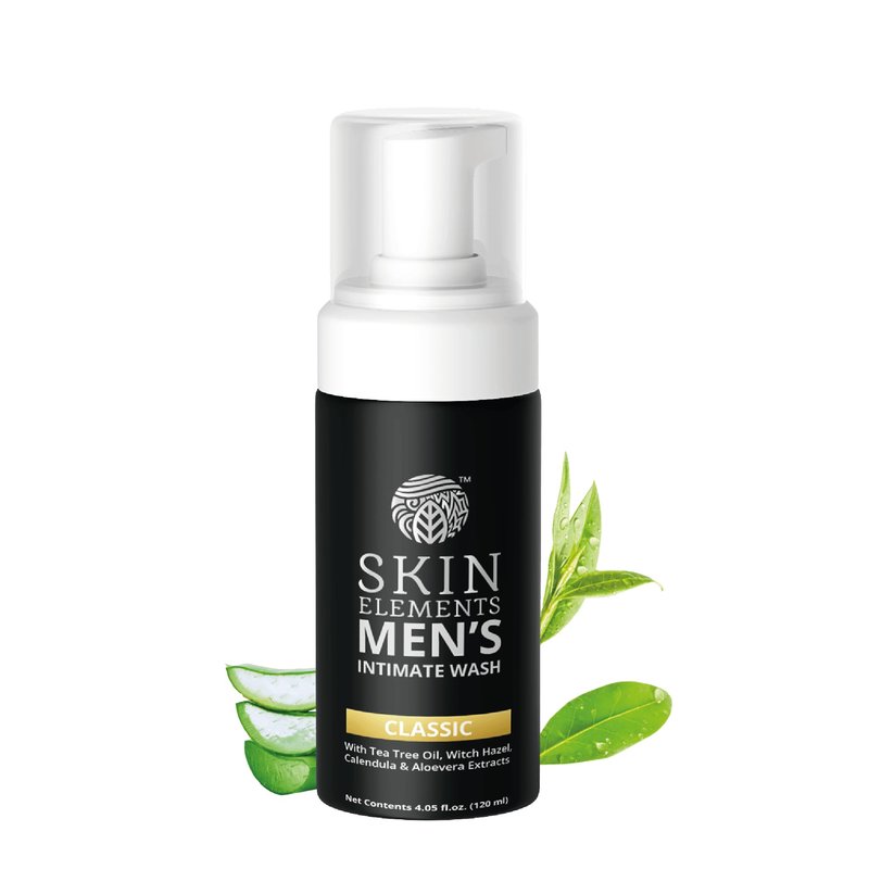 Skin Elements Intimate Wash for Men | pH Balanced Foaming Wash with Tea Tree Oil & Aloe Vera | Soothes, Refreshes & Maintains Hygiene | 4.05 fl. oz. |