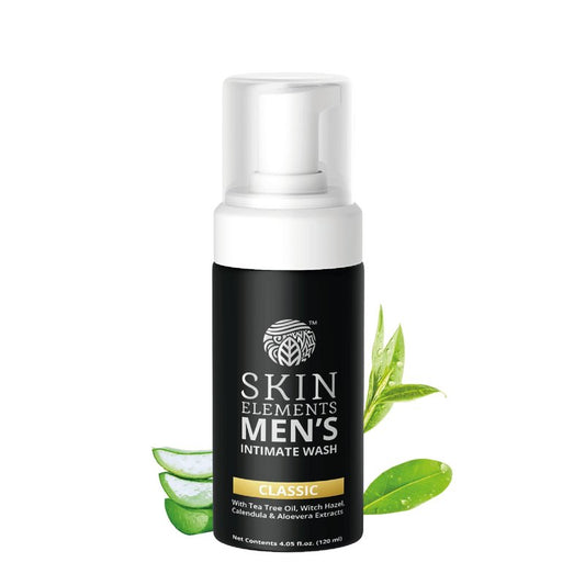 Skin Elements Intimate Wash for Men | pH Balanced Foaming Wash with Tea Tree Oil & Aloe Vera | Soothes, Refreshes & Maintains Hygiene | 4.05 fl. oz. |