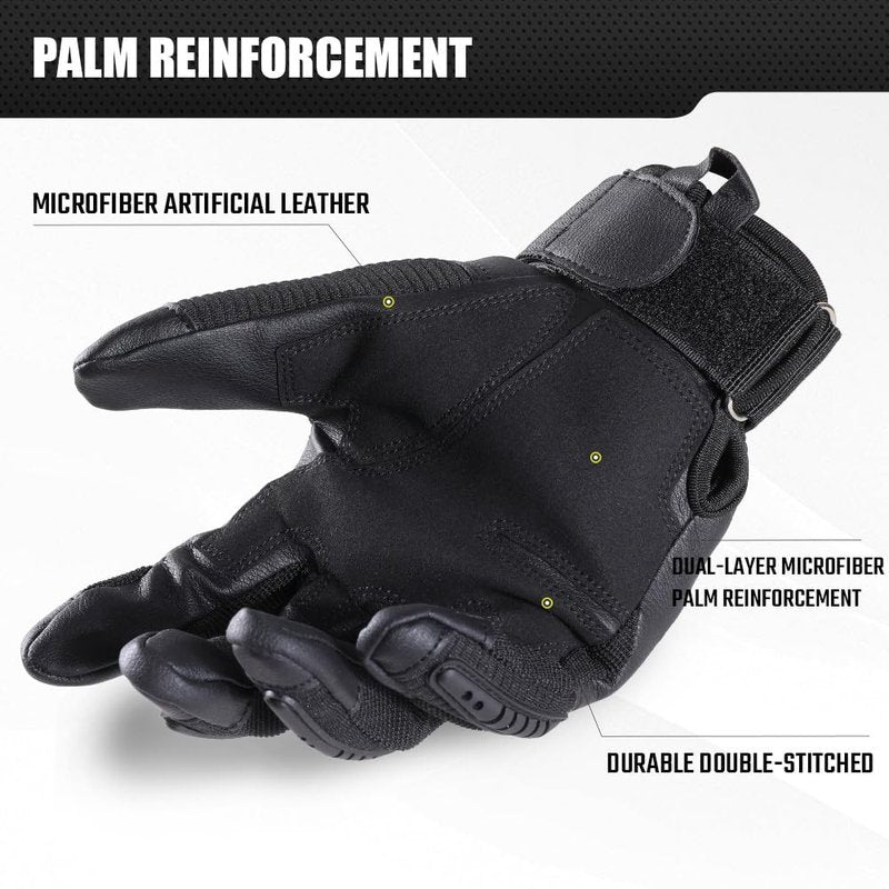 WTACTFUL Touch Screen Tactical Gloves for Men Airsoft Paintball Gear Motorcycle MTB Bike Cycling Cross-Country Motorbike ATV Hunting Hiking Riding Driving Work Outdoor Full Finger Gloves L Black