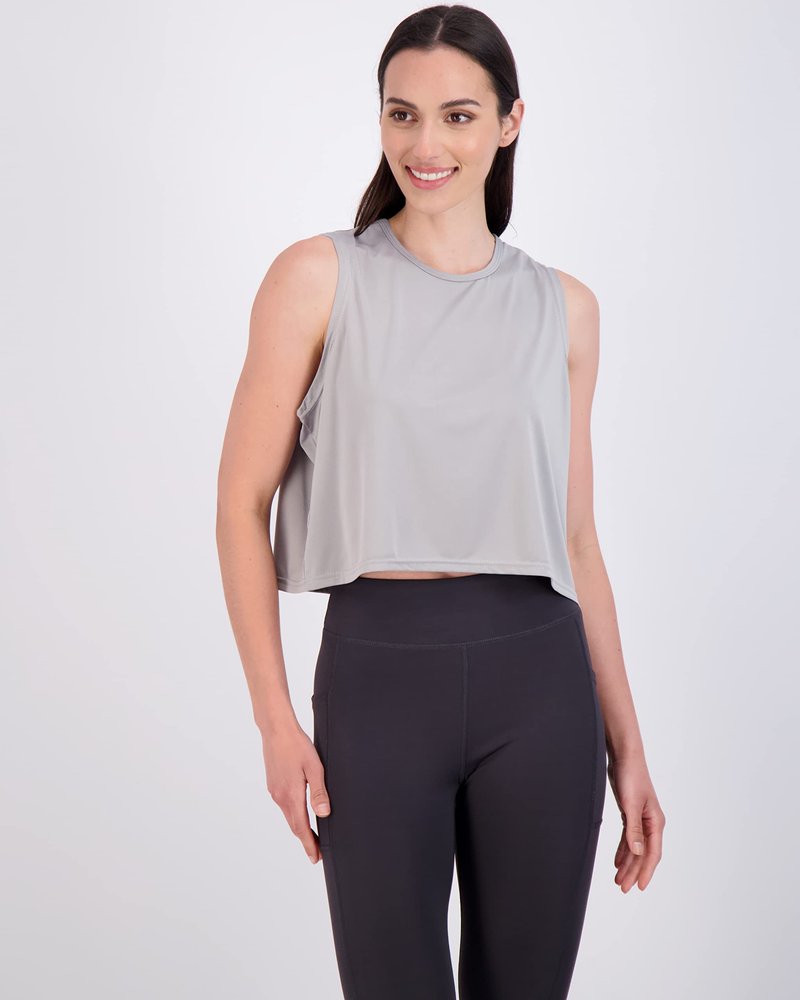 Real Essentials 5 Pack: Women's Dry Fit Crop Summer Tank Top - Gym Yoga Workout Sports Tee (Available in Plus Size) Set 5, S