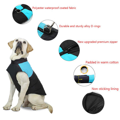 FEimaX Dog Coat Waterproof Winter Warm Jacket Puppy Vest Outdoor Pet Windproof Apparel Dog Clothes for Cold Weather, Soft Padded Harness with D-ring for Small Medium Large Dogs