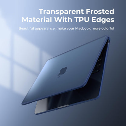 BlueSwan TPU Frame Case Compatible for MacBook Air 13 inch M4 M3 M2 2025 2024 2022 (A3240 A3113 A2681) Anti-rupture Anti-fingerprint Matte Hard Shell Cover Mac 13,6" - (Blue Edge) Frosted Midnight