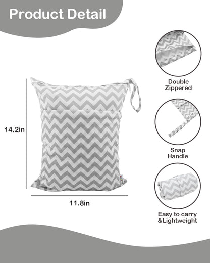 ALVABABY 2pcs Cloth Diaper Wet Dry Bags Waterproof Reusable with Two Zippered Pockets Travel Beach Pool Daycare Soiled Baby Items Yoga Gym Bag for Swimsuits or Wet Clothes L2933