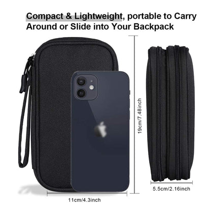 DDgro Electronics Travel Organizer, Tech Accessories Pouch Bag for Cables/Charger & Cords/Power Bank/Magic Mouse/Earphone (Small, Black)