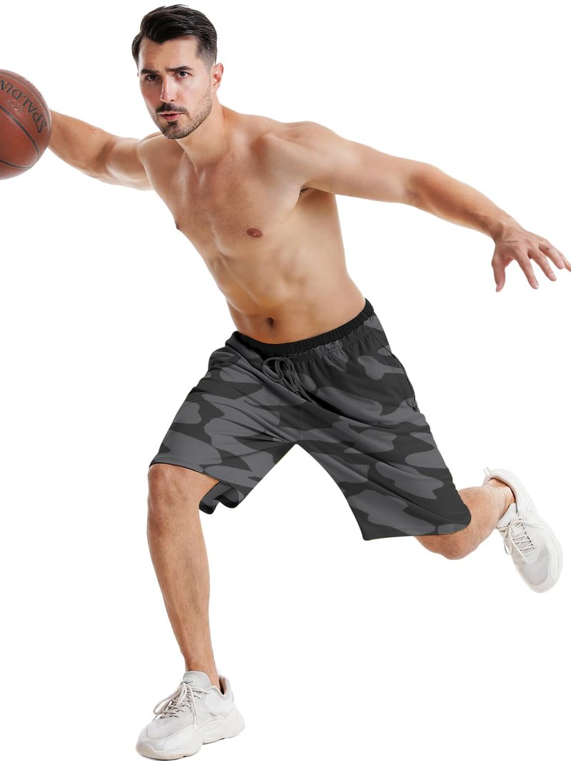 Aolesy Men's Basketball Shorts with Zipper Pockets Lightweight Quick Dry 10 Inch Workout Shorts for Men Athletic Gym