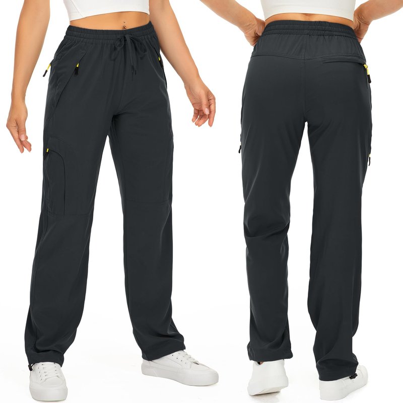 Toomett Women's Hiking Pants Quick Dry UPF 50 Travel Golf Pants Lightweight Camping Work Cargo Pants Zipper Pockets,6608,Dark Grey,2XL