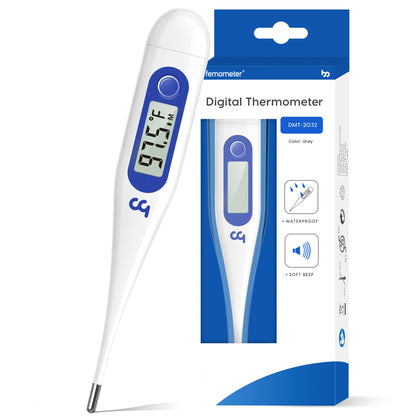 Femometer Thermometer for Adults and Kids, Digital Thermometer with Fever Alert, Memory Recall, C/F Switchable, for Oral, Rectal or Under Arm Use, Klein Blue