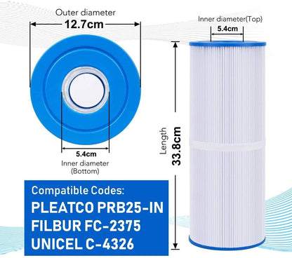 POOLPURE Spa Filters for Hot Tub replacement for Unicel C-4326, Filbur FC-2375, Pleatco PRB251N (invoice available)