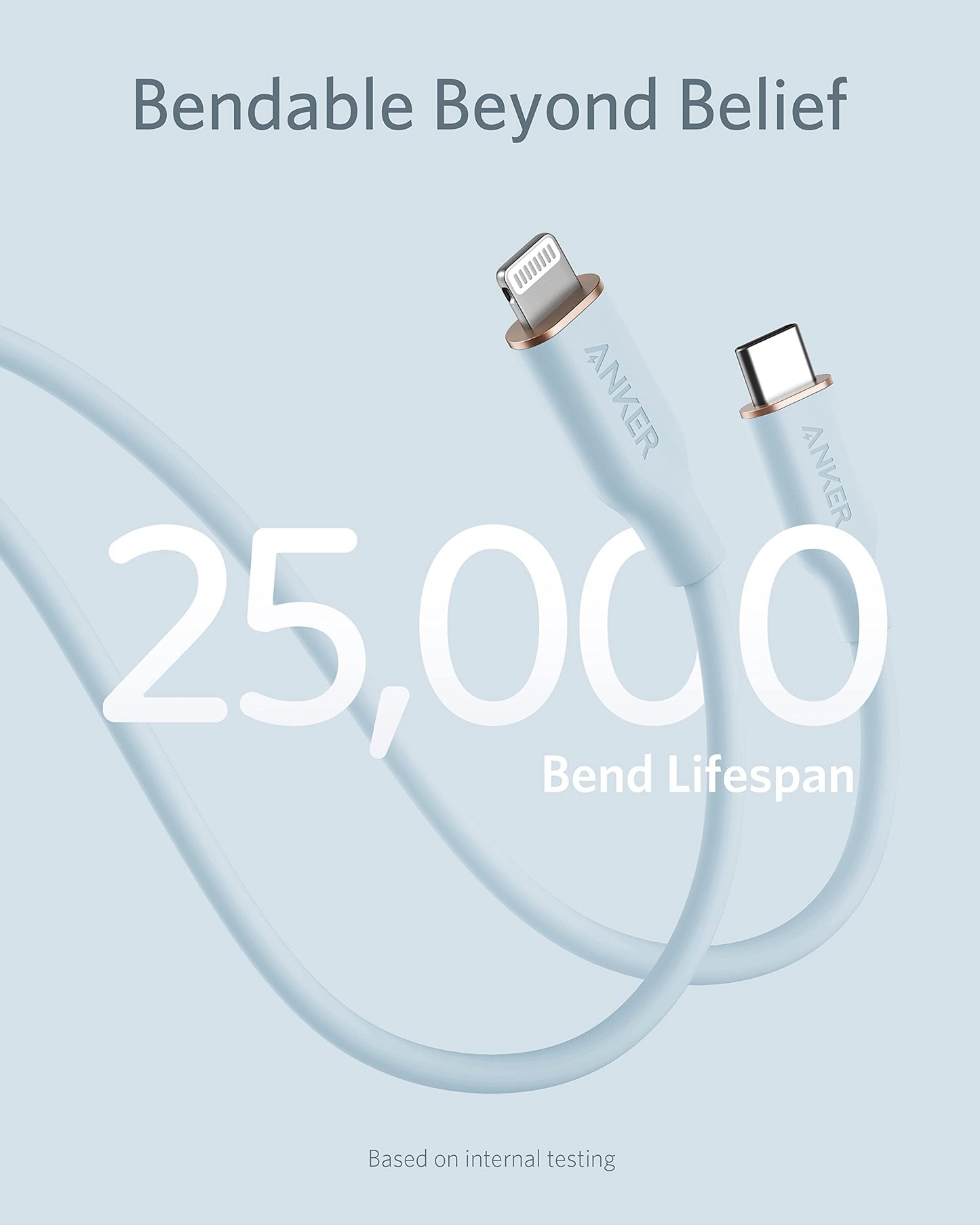 Anker USB C to Lightning Cable, MFi Certified Powerline III Flow Silicone Charging Cable for iPhone 13 13 Pro (Cloud White, 6ft)