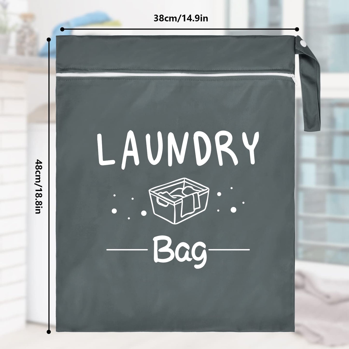 2 Pcs Large Travel Laundry Bags - Waterproof Wet/Dry, Washable, Drawstring, Bathing Suit, Workout, Gym Clothes, Swimming, Yoga - Green, Grey