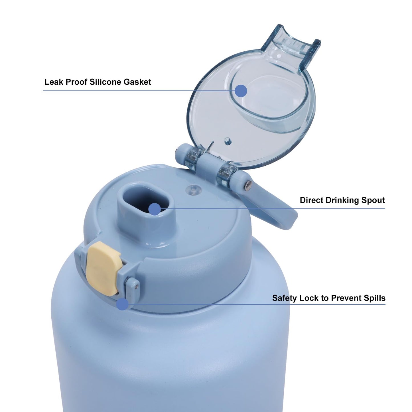 GiNT 37oz Insulated Stainless Steel Dog & Human Water Bottle, All-in-1 Travel Dispenser with Detachable Bowls & Carrying Case, Leak-Proof Pet Canteen for Walking, Hiking, Camping, Car (Blue)