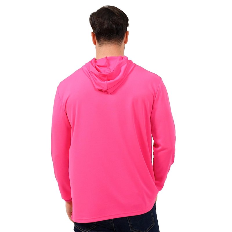 ProtectX High Visibility Sun Protection Lightweight Long Sleeve Hoodie, UPF 50+ Quick-Dry, SPF UV Shirt, Active Wear - Pink, Large