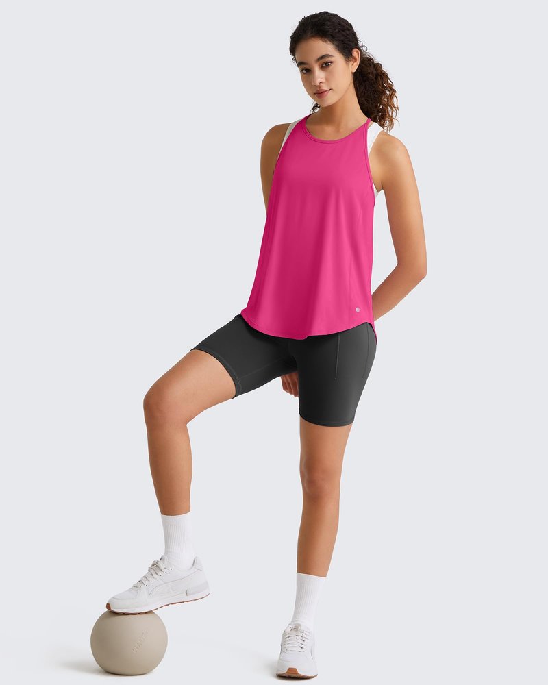 G4Free Workout Tank Tops Woman Lightweight Razor Back Tanks Athletic Sports Running Yoga Top Loose Fit (Hot Pink,M)