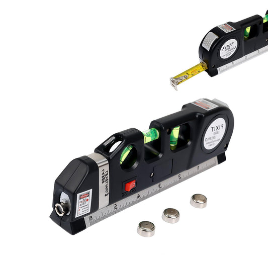 Laser Level Line Tool, Standard Cross Line Laser leveler with 8ft/2.5M Metric Ruler, Multipurpose Laser Leveler Kit for Flooring & Tile Installation