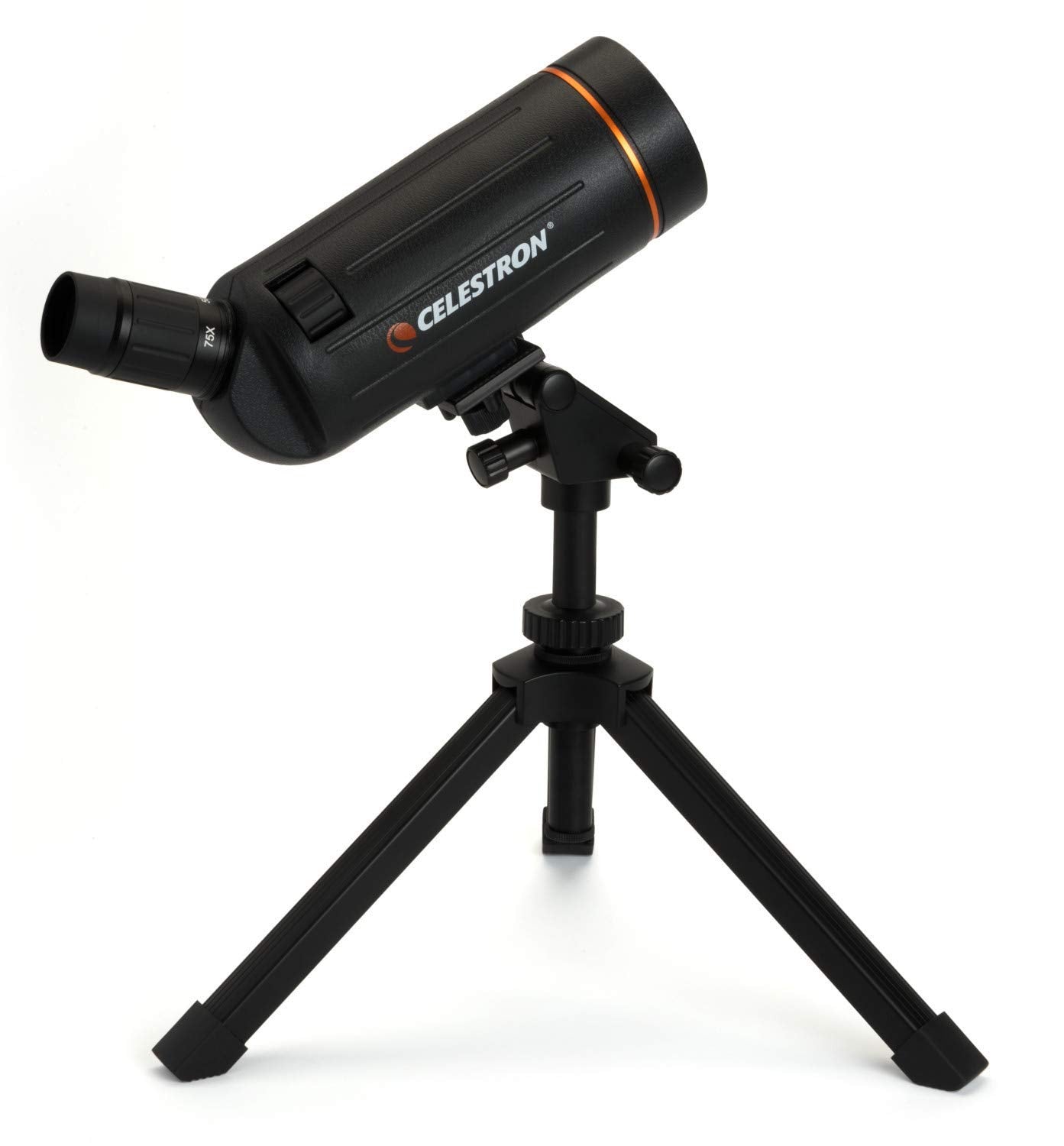Celestron 52238 Mini Mak 70mm Angled Spotting Scope – Maksutov Spotting Scope – Great for Long Range Viewing – 25–75x Zoom Eyepiece – Multi-Coated Optics – Rubber Armored – Tabletop Tripod Included