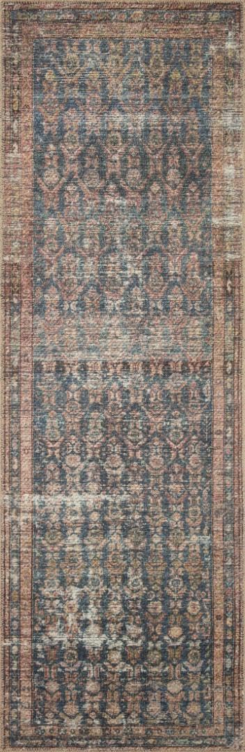 Loloi Amber Lewis Billie Collection, Ocean & Brick 7'-6" x 9'-6" Area Rug – Antique & Distressed Accent Rugs for Living Room, Bedroom, Entryway & Hallway, No Shed High Traffic Area Home Decor Rug