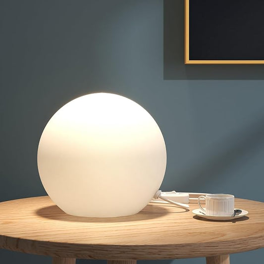10 Inch Ball Table Lamp with Glass Shade, Ball Light Bookshelf Lamp for Bedroom, Dorm, Office and Bedroom Bookshelf Reading Decoration, Without Bulb