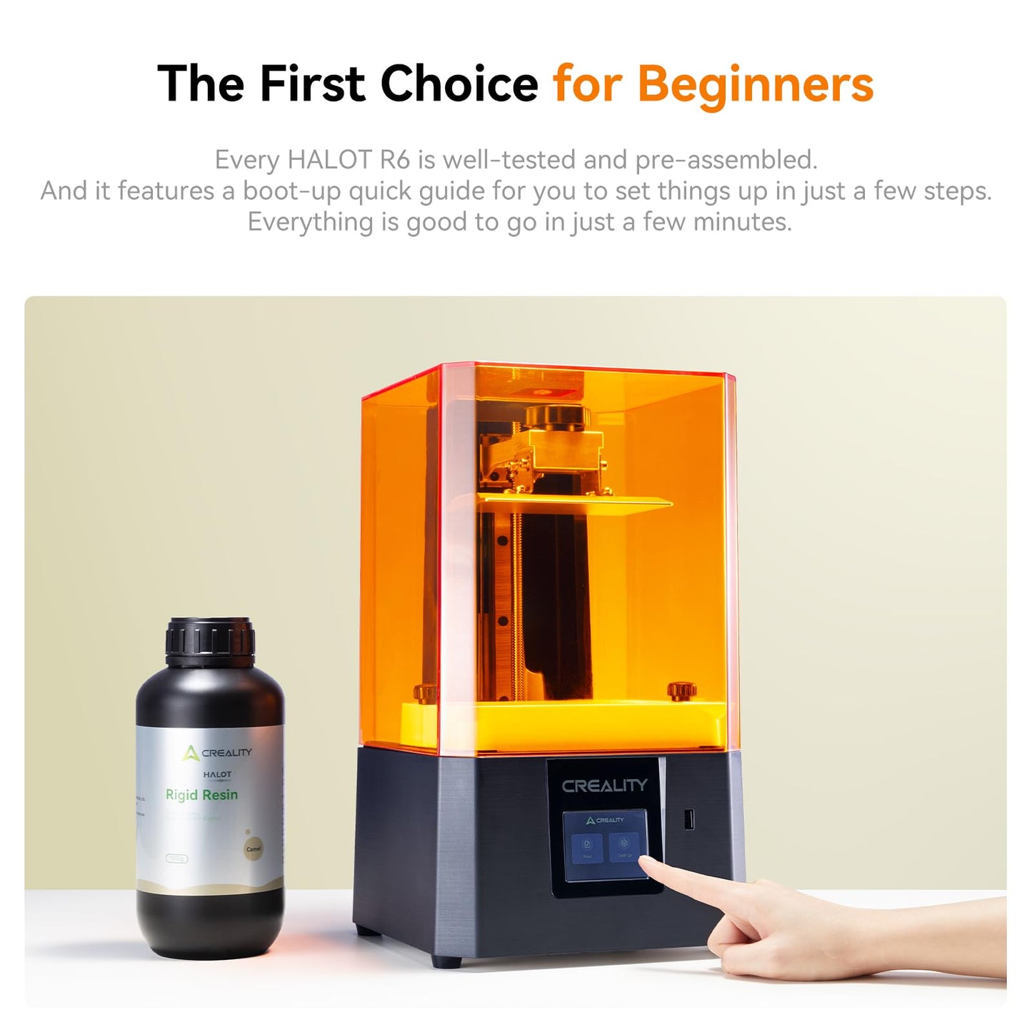 Creality Resin 3D Printer HALOT R6, 2K LCD Monochrome Screen, Upgraded Light Source with High-Precision Printing, Simple Workflow 3D Resin Printers Designed for Beginners