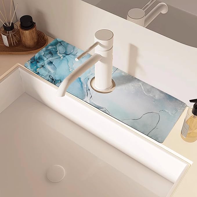 Sink Faucet Absorbing Mat, 2 Pack Drying Mat Around Faucet Sink Splash Guard