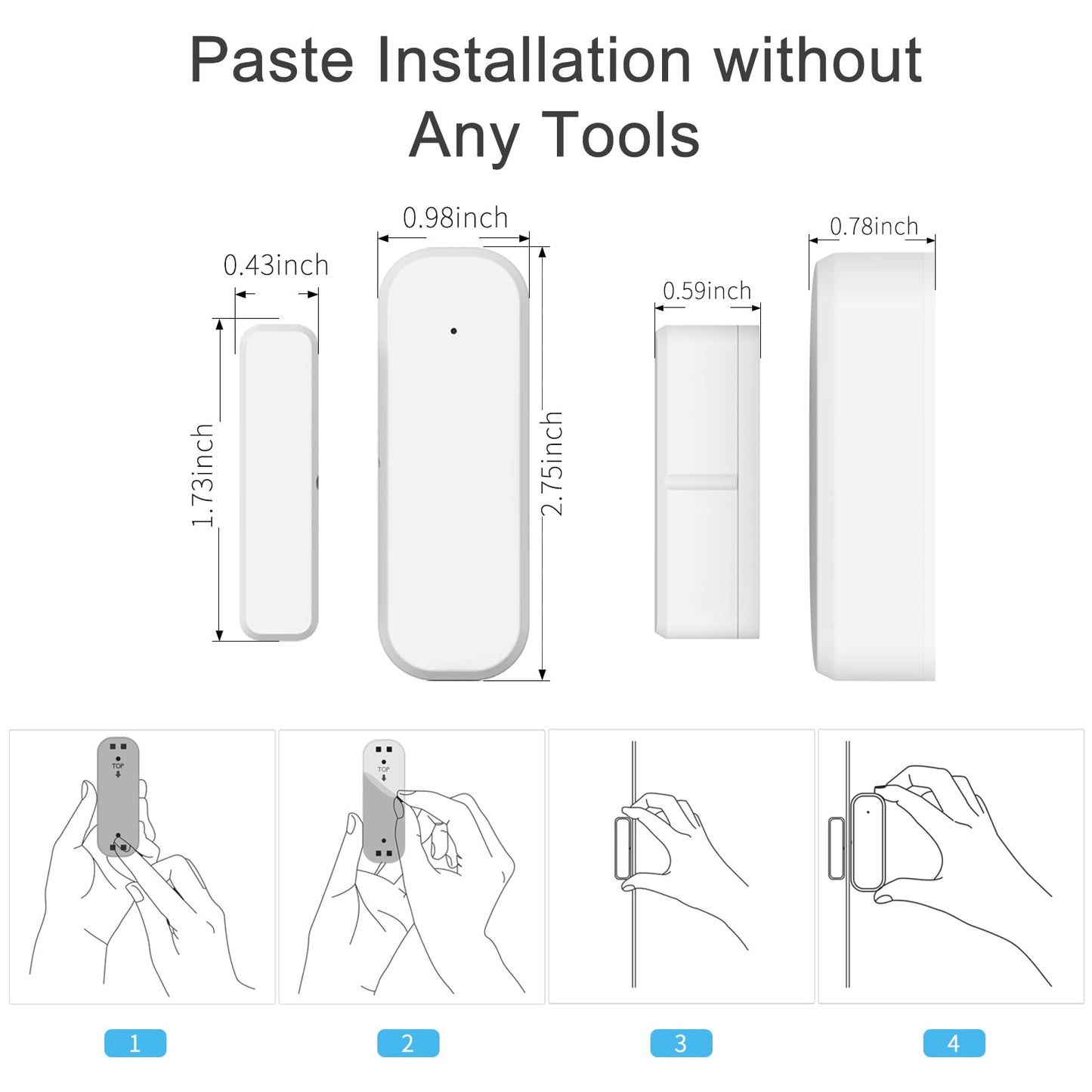 4-Pack Smart Door and Window Sensor, 2.4G WiFi Door Sensor, Tuya/Smart Life Contact Sensors for Home Security & Smart Home Automation, Compatible with Alexa Google Assistant
