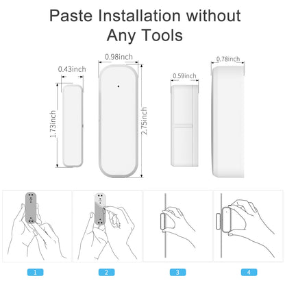 4-Pack Smart Door and Window Sensor, 2.4G WiFi Door Sensor, Tuya/Smart Life Contact Sensors for Home Security & Smart Home Automation, Compatible with Alexa Google Assistant