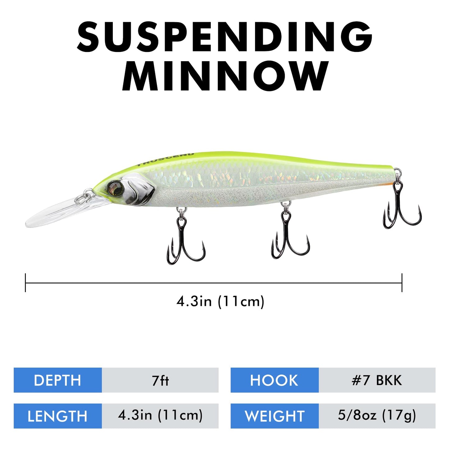 TRUSCEND Fishing Lures, Precision-Engineered Minnow with Sound, Flash & Irresistible Action, Cast Farther, Glow Brighter and Rattle Louder Jerkbaits Spoons for Bass Walleye Pike Catfish