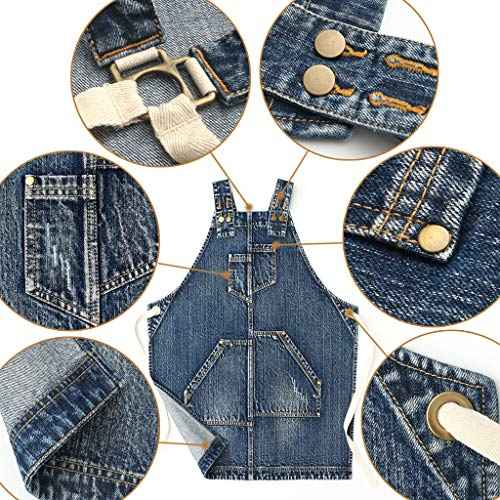 Jeanerlor - Denim Apron for Women With Pockets Cross-Back Straps & Adjustable S to L (Denim Blue)