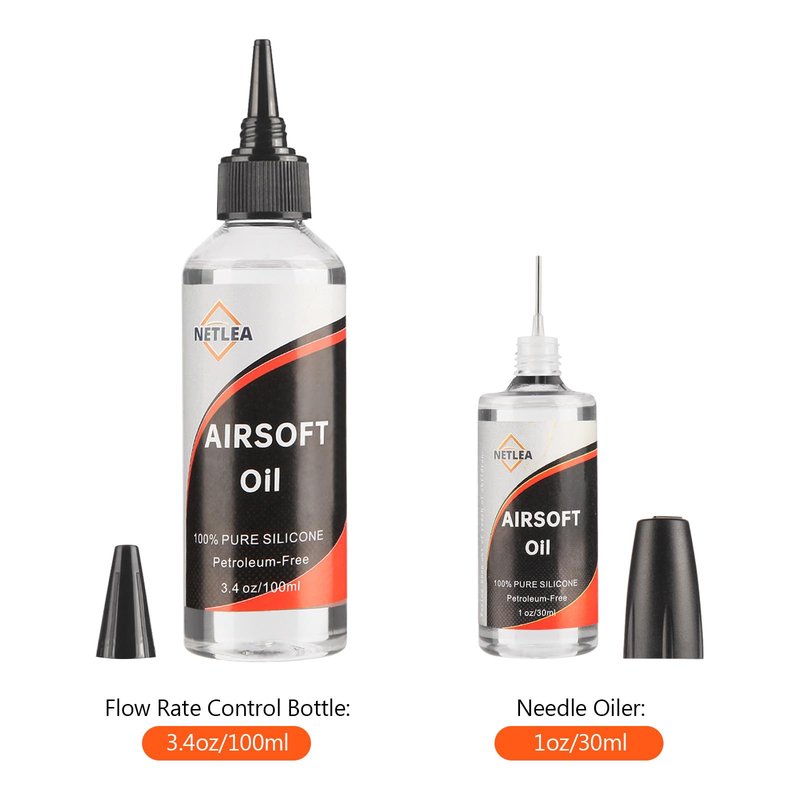 NetLea 4.4 oz Airsoft Oil lubricating with Needle Oiler Pure Silicone Lubricant Airsoft Chamber Lube for Airgun Lubrication