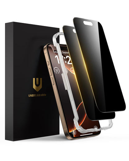 UNBREAKcable Privacy Screen Protector for iPhone 14/ iPhone 13/13 Pro, Tempered Glass [True 28°Anti Spy] [9H Hardness] [Case Friendly] Private Protector for iPhone 6.1" - 2 Pack