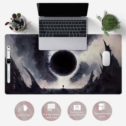 Black Moon Mousepad Gaming MTG Playmat Desk Mat Original Aesthetics Mouse Pad Large Gaming Mouse Pads Desk Pad XXL Keyboard Mat Full Desktop Mat Desk Cover Pad for Work Office Game (31.5x15.7 in)