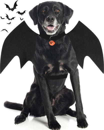 Dog Halloween Costumes for Large Dogs, Dog Bat Wings with Pumpkin Bell Pet Halloween Cosplay Party Dress Up (Large)