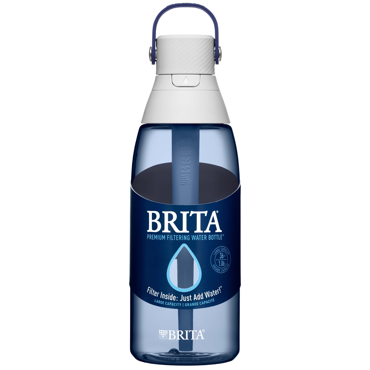 Brita Hard-Sided Plastic Premium Filtering Water Bottle, BPA-Free, Reusable, Replaces 300 Plastic Water Bottles, Filter Lasts 2 Months or 40 Gallons, Includes 1 Filter, Night Sky - 36 oz
