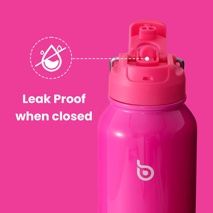 BOTTLE BOTTLE 40 oz sports water bottle stainless steel insulated water bottle with straw and pills holder (hot pink)