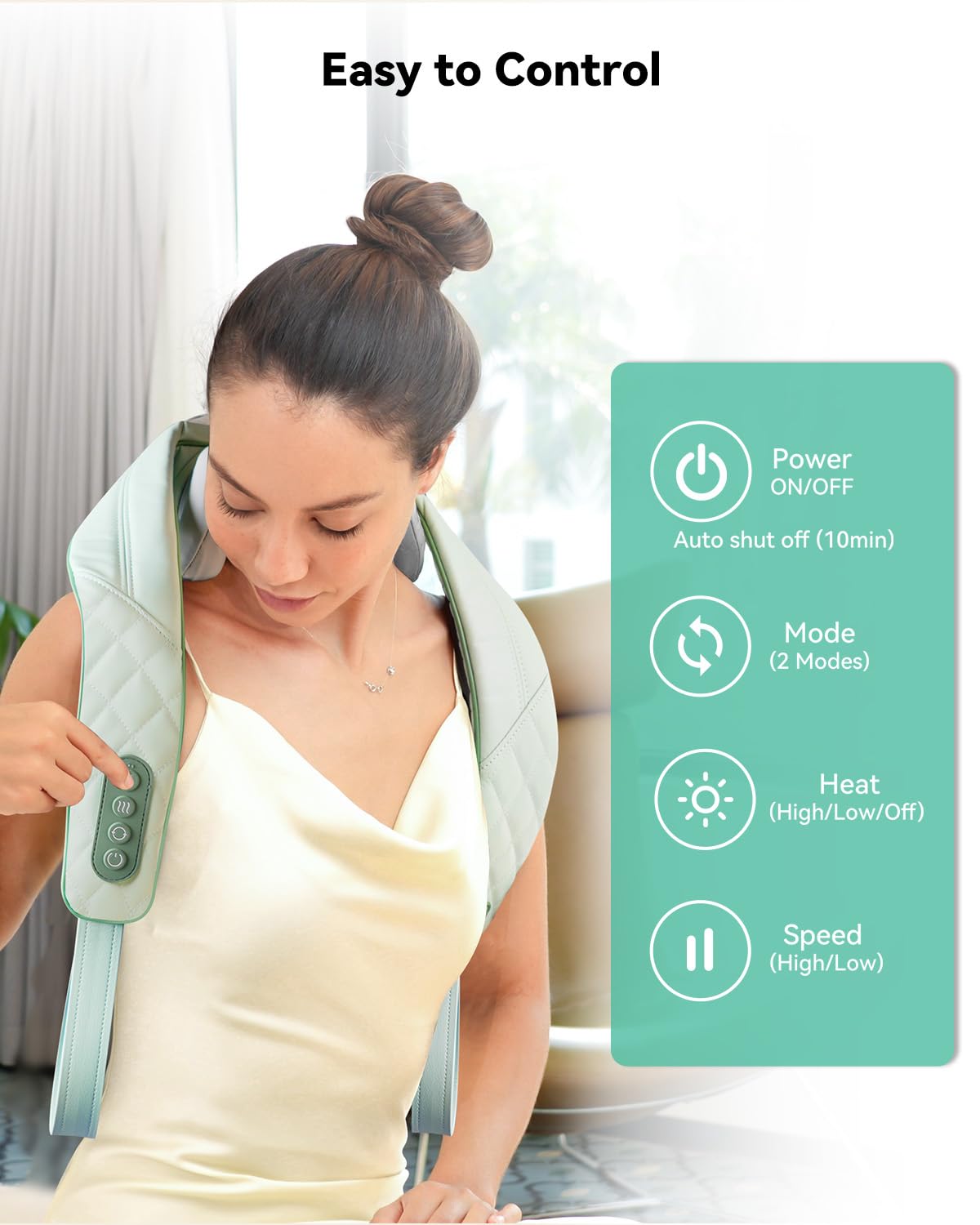 Snailax Neck Massager for Pain Relief Deep Tissue, Neck Massage with Heat, Cordless Massager for Back and Shoulder Pain, Deep Kneading Back Massager, Gift for Mom Dad