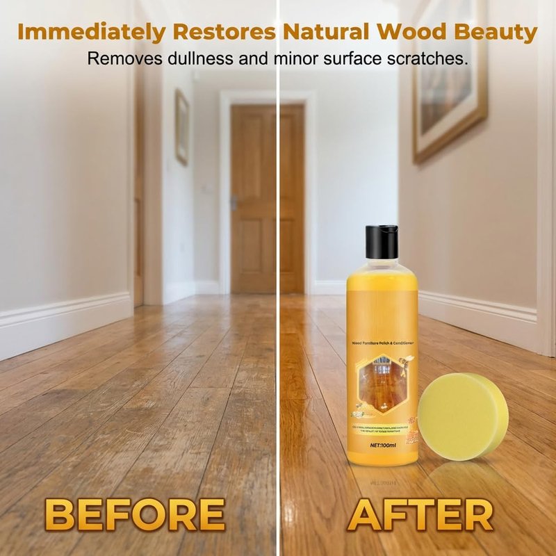 Qeuxv All-in-One Beeswax Furniture Polish & Conditioner - Wood Seasoning Beeswax, Furniture Wax for Wood Polish, Cleaner and Restorer (1 SET)