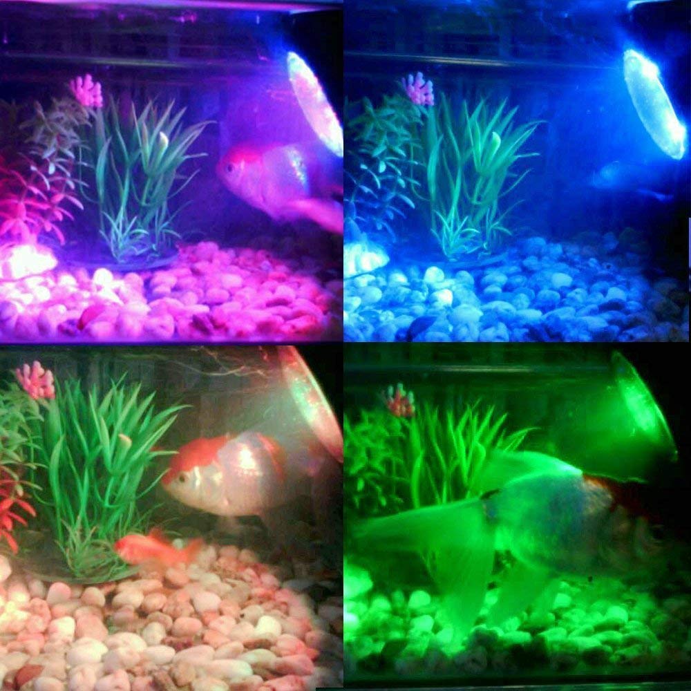 COVVY Waterproof Underwater Spot Lights Multicolour RGB Aquarium Lights with Remote Control for Garden Pond Fish Tank Swimming Pool,UK Plug (Set of 1 Light)