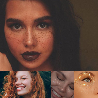 14 Sheets Face Temporary Tattoos, Rosymormor Face Stickers Gold Metallic Temporary Transfer Glitter Fake Tattoos, Freckle Stickers for Women Girls Festival Halloween Makeup Dancer Costume Parties