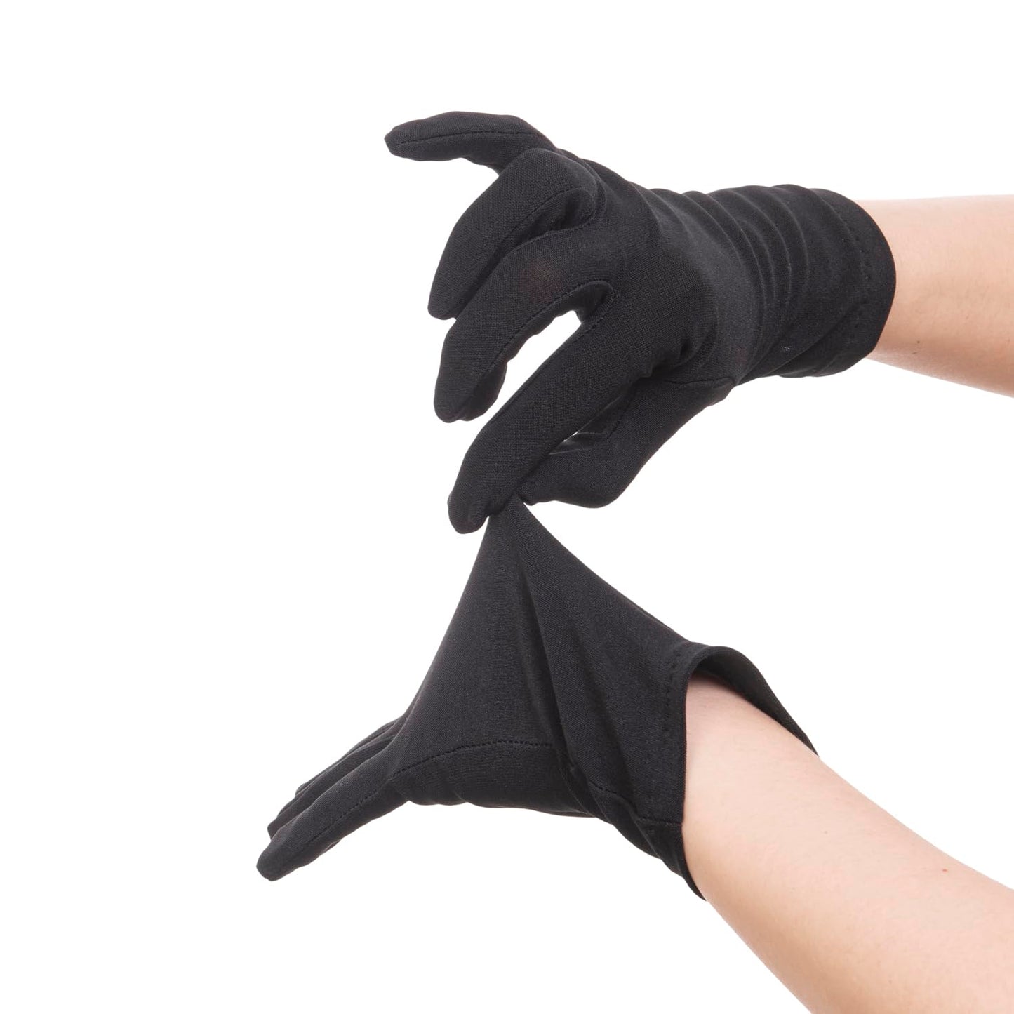 Vonokee Adult Spandex Gloves,Short Stretchy Opera Gloves for Halloween Party Costume 1920s Flapper Accessories (Black)