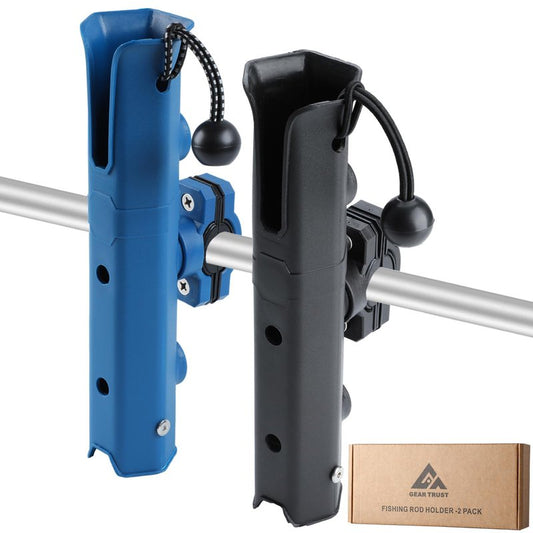 GearTrust Pole Mount Bike Fishing Rod Holder, Navy Blue & Carbon Black Bicycle Fishing Rod Holder with Pole Mount Clamp, Rotatable Fishing Pole Bike Holder for Beach Car, Chair, ATVS, Boats, Carts