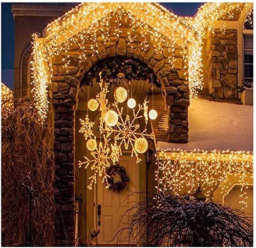 Toodour Christmas Icicle Lights Outdoor, 360 LED 29.5ft 8 Modes Fairy Icicle String Light with 60 Drops, Led Christmas Lights Twinkle for Holiday, Party, Wedding, Eaves, Xmas Decorations (Warm White)