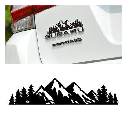 7 inch Snow Mountain Tree Stickers for Car, Mountains Graphic Logo Decals, Premium Badge Decals for Car Trunk Tailgate Emblem, Car Decoration Accessories for Truck, SUV, Sedan (Black Mountain/1 PCS)
