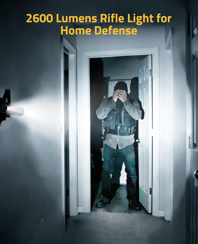 CVLIFE 2600 Lumens Compact Rifle Laser Light Combo with Easy Touch Switch, Ar Light Compatible with M-Rail and Picatinny, Magnetic Rechargeable Ar Flashlight with Green Laser for Home Defense, Hunting