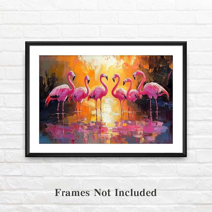 Yesad Flamingo Wall Art, Flamingo Canvas Wall Art Prints Tropical Pictures Poster Wall Décor for Living Room Bedroom Office Animal Lover Gift Home Decorations (Unframed,36”x24”, Flamingo)