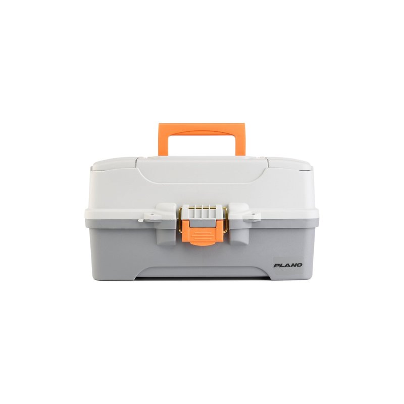 Plano Three-Tray Tackle Box, Light Grey/Dark Grey, Rust-Proof Brass Latch, Top-Access Tray with Deep Storage, Made in the USA, Portable Fishing Gear Storage Organizer