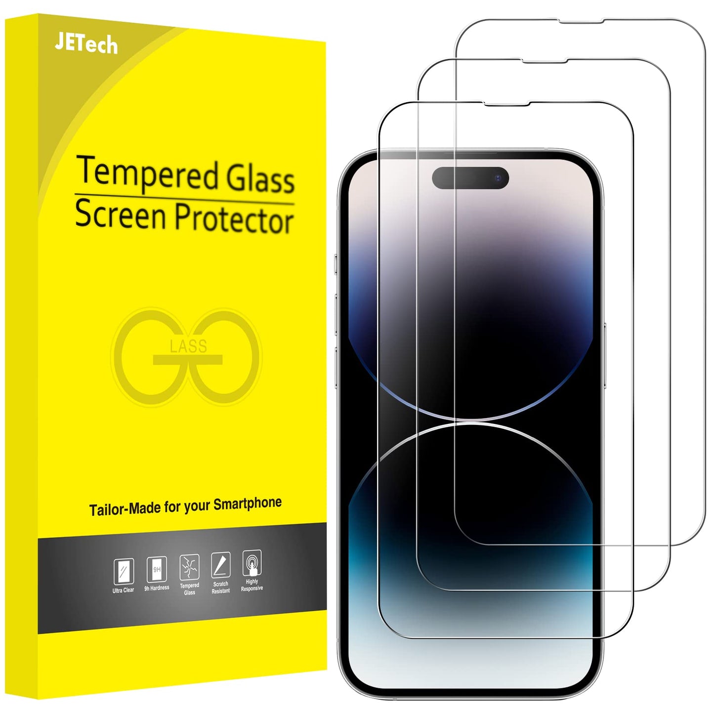 JETech Full Coverage Screen Protector for iPhone 16e 2025, iPhone 13/13 Pro 6.1-Inch, Tempered Glass Film with Easy Installation Tool, Case-Friendly, HD Clear, 3-Pack