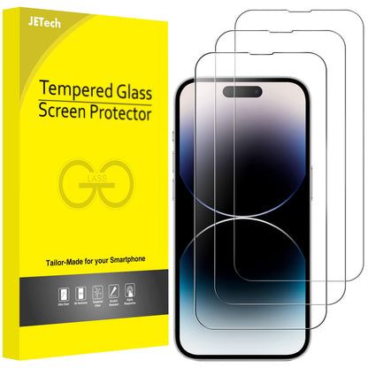 JETech Full Coverage Screen Protector for iPhone 16e 2025, iPhone 13/13 Pro 6.1-Inch, Tempered Glass Film with Easy Installation Tool, Case-Friendly, HD Clear, 3-Pack