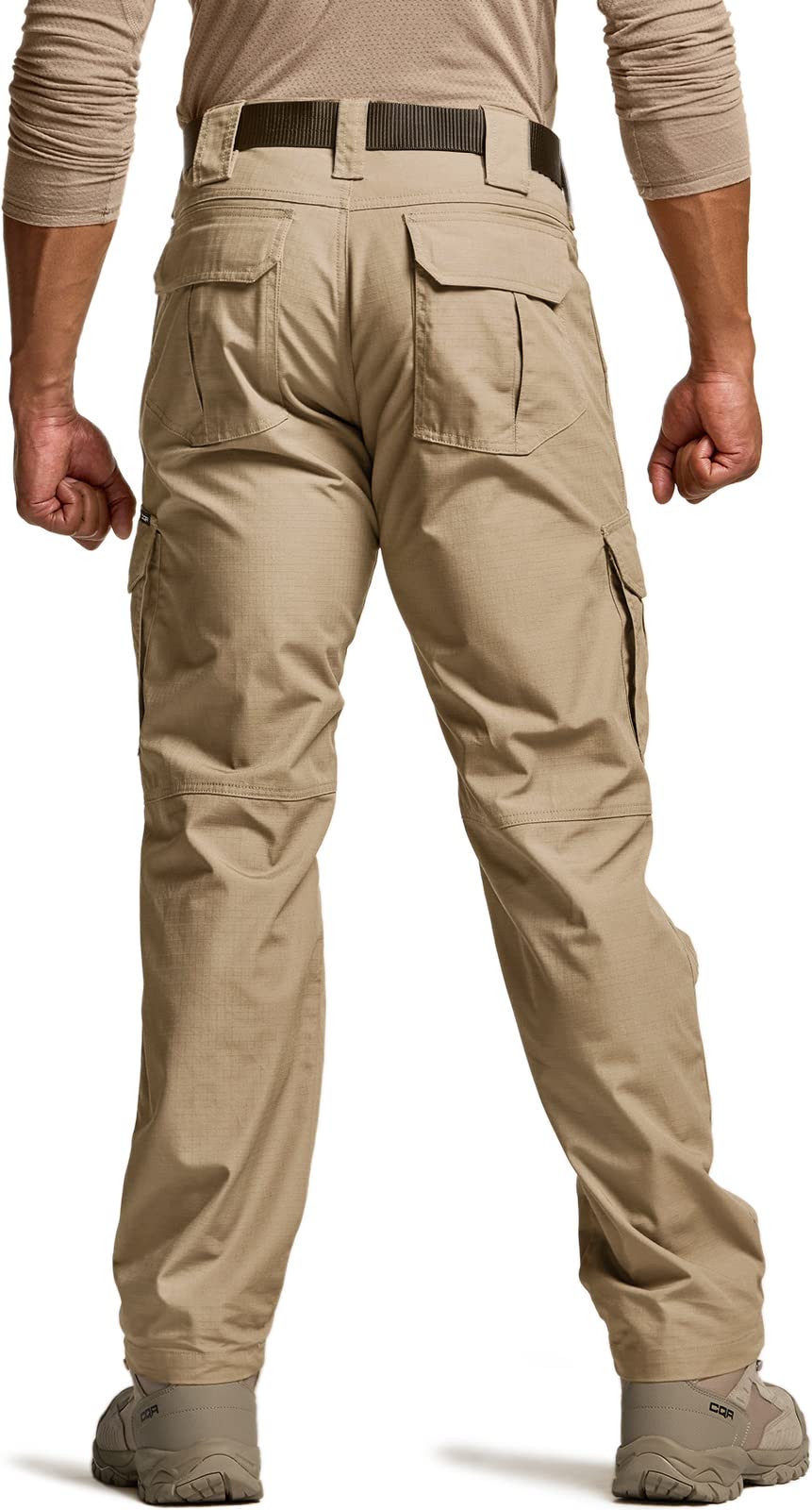 CQR Men's Tactical Pants, Water Resistant Ripstop Cargo Pants, Lightweight EDC Work Hiking Pants, Outdoor Apparel, Duratex Mag Pocket Khaki, 32W x 32L