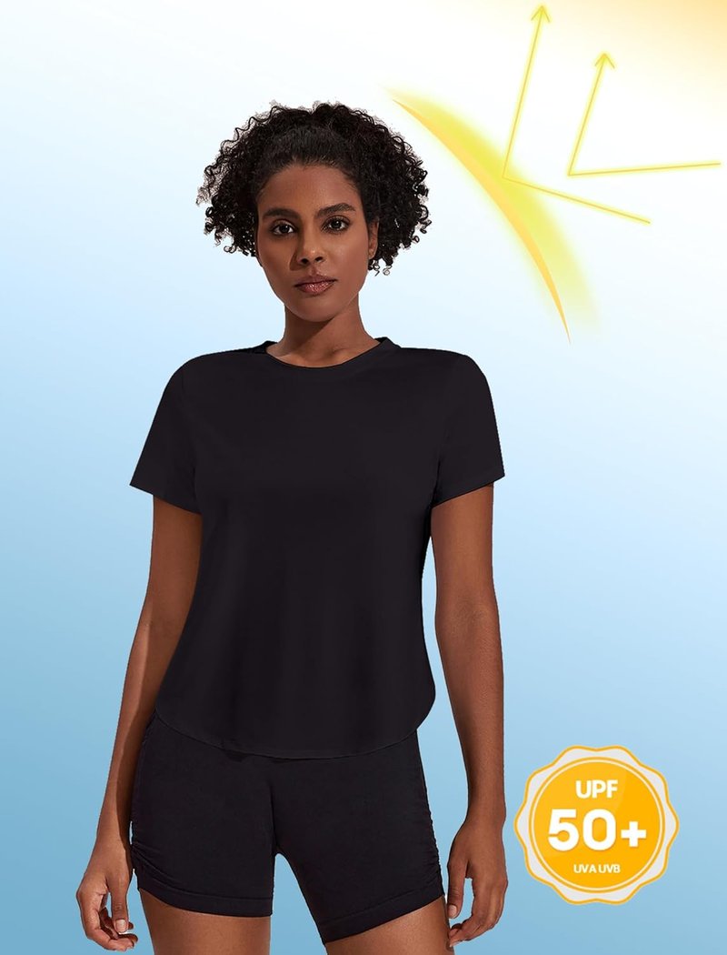Workout Tops for Women - UPF 50+ Short Sleeve Yoga Shirts | Loose Fit Athletic Tee with Side Slits